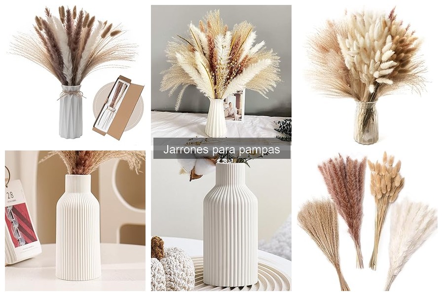 Comparativa de Jarrones de Vidrio y Cerámica para Pampas