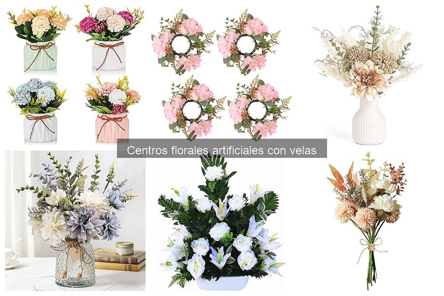 Estilos de decoración con centros florales artificiales y velas