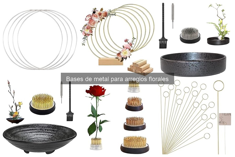 Tipos de bases de metal para arreglos florales en decoración